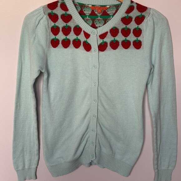 Modcloth Lightweight Strawberry Cardigan in Light Blue - Picture 2 of 7